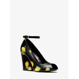 Michael Kors Collection Julianne Lemon-Print Leather Peep-Toe Pump