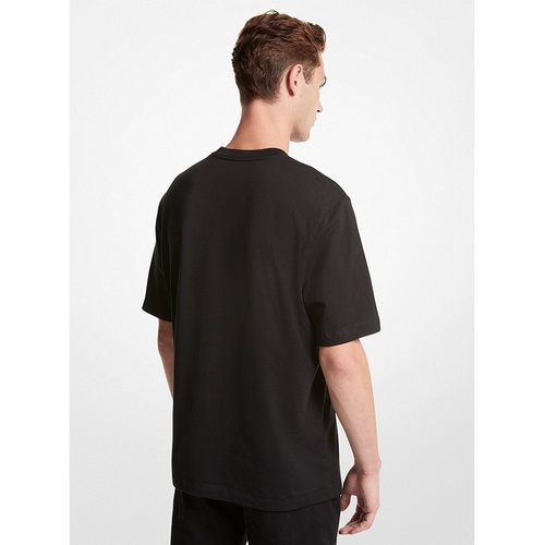 마이클코어스 Michael Kors Mens Embroidered Logo Cotton T-Shirt
