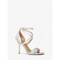 MICHAEL Michael Kors Astrid Embellished Metallic Snake Embossed Leather Sandal