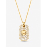 Michael Kors Precious Metal-Plated Sterling Silver Pave Logo Pendant Necklace