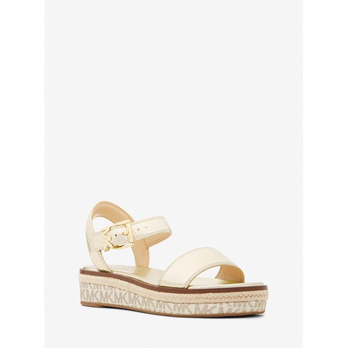 마이클코어스 MICHAEL Michael Kors Richie Metallic Faux Leather and Logo Platform Espadrille