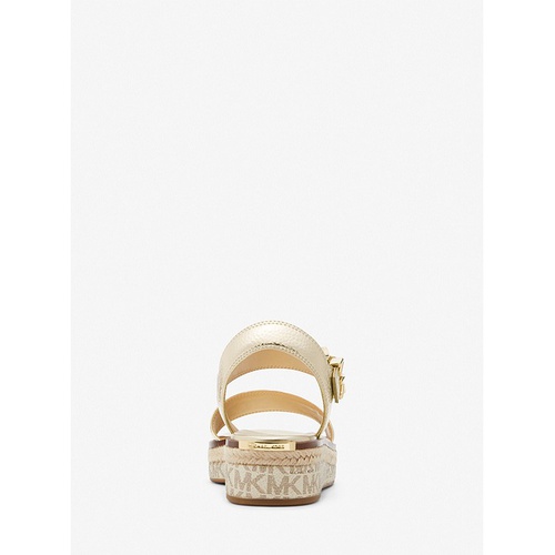 마이클코어스 MICHAEL Michael Kors Richie Metallic Faux Leather and Logo Platform Espadrille