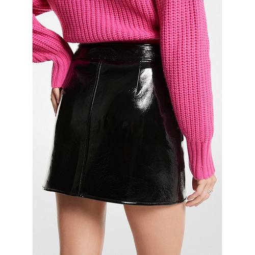 마이클코어스 MICHAEL Michael Kors Crinkled Faux Patent Leather Skirt