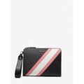 Michael Kors Mens Cooper Logo Stripe and Faux Leather Wristlet