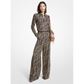 MICHAEL Michael Kors Status Print Georgette Wide-Leg Pants