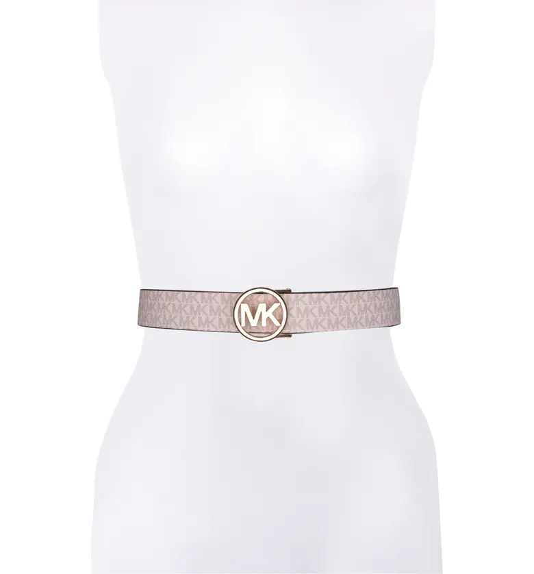 MICHAEL Michael Kors Logo Reversible Leather Belt_BALLET