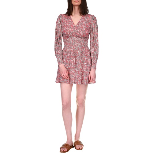 마이클코어스 MICHAEL Michael Kors Floral V-Neck Shirred Dress