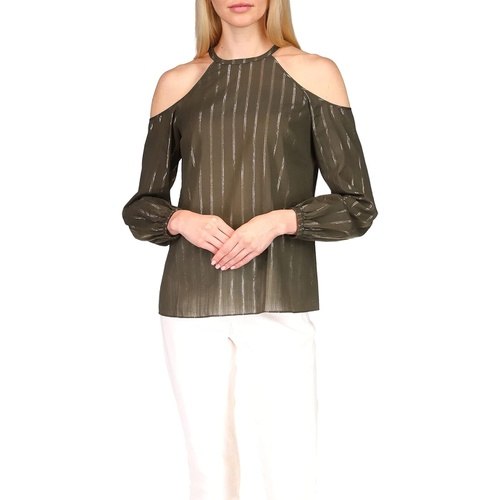 마이클코어스 MICHAEL Michael Kors Metallic Stripe Cold-Shoulder Top