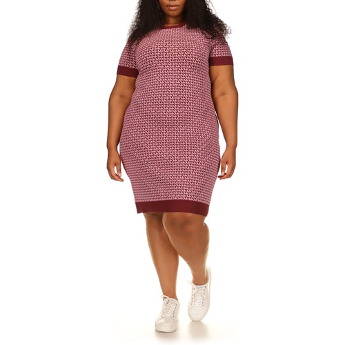 마이클코어스 MICHAEL Michael Kors Plus Size Block Mini Short Sleeve Dress