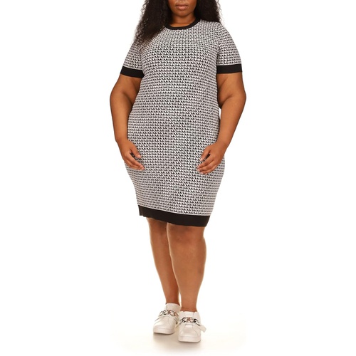 마이클코어스 MICHAEL Michael Kors Plus Size Block Mini Short Sleeve Dress