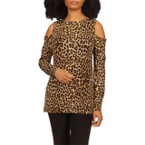 MICHAEL Michael Kors Cheetah Long Sleeve Cold-Shoulder