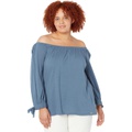 MICHAEL Michael Kors Plus Size Tie Sleeve Peasant Top