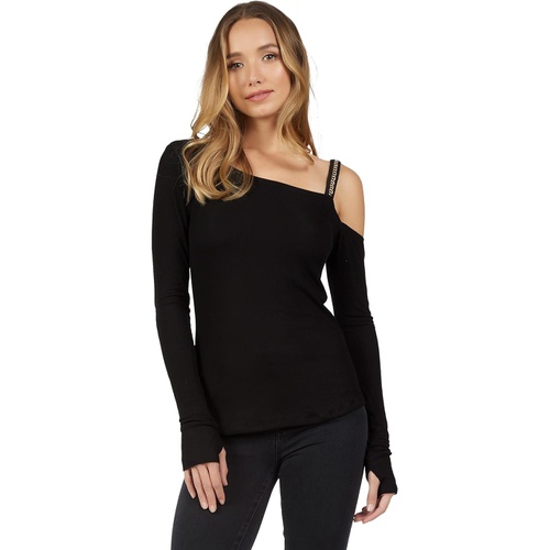  Michael Lauren Andros Long Sleeve One Shoulder Tee wu002F Chain Tape