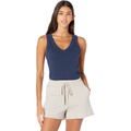 Michael Stars Maya 1X1 Cotton V-Neck Wide Binding Tank Top