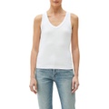 Michael Stars Maya 1X1 Cotton V-Neck Wide Binding Tank Top