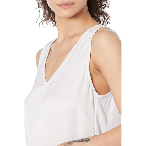  Michael Stars Candace V-Neck Mixed Media Satin & Jersey Tank