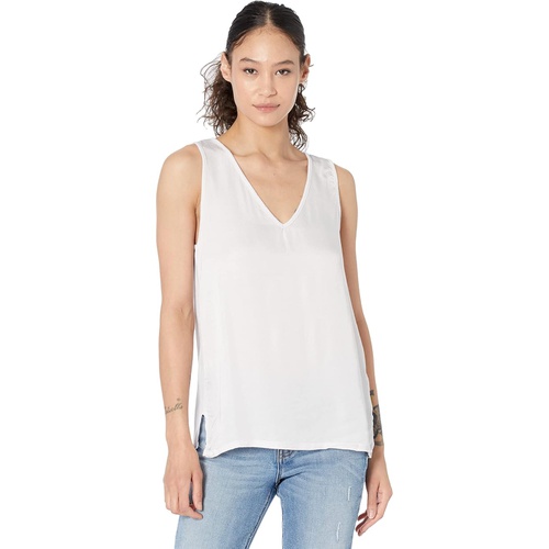  Michael Stars Candace V-Neck Mixed Media Satin & Jersey Tank