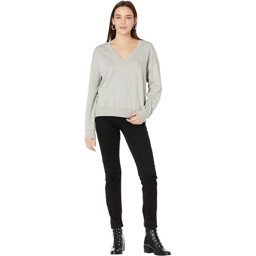  Michael Stars Elevated French Terry with Splatter Foil Linnea Deep V Boxy Sweatshirt