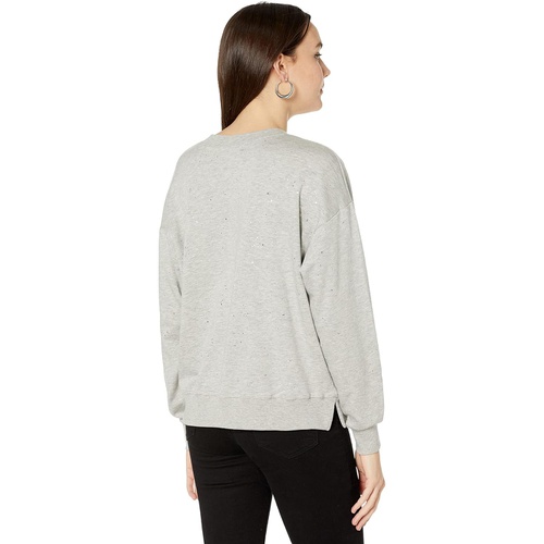  Michael Stars Elevated French Terry with Splatter Foil Linnea Deep V Boxy Sweatshirt