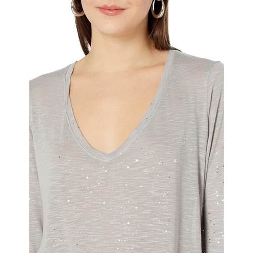  Michael Stars Splatter Foil Brooklyn Cassidy Long Sleeve V-Neck Tee