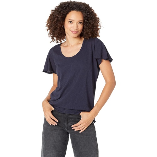  Michael Stars Jana Scoop Neck Flutter Sleeve Top in Supima Cotton Slub