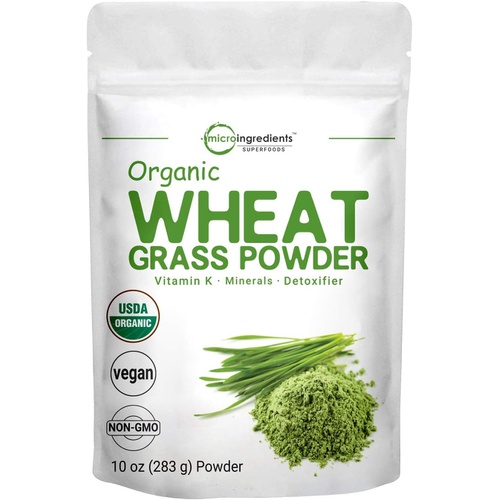  Micro Ingredients Sustainably US Grown, Organic Wheat Grass Powder (100% Whole-Leaf), 10 Ounce (94 Serving), Rich in Immune Vitamins, Fibers and Minerals, Support Digestion Functio