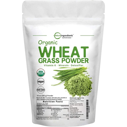  Micro Ingredients Sustainably US Grown, Organic Wheat Grass Powder (100% Whole-Leaf), 10 Ounce (94 Serving), Rich in Immune Vitamins, Fibers and Minerals, Support Digestion Functio