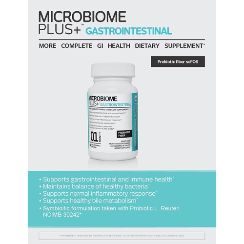  Microbiome Plus Prebiotics scFOS Prebiotic Fiber, Boosts Probiotic Benifits, GI Digestive Supplements, Allergy Safe and Gluten-Free for Men and Women (1 Month Supply) (1)