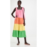 Mira Mikati Embroidered Tiered Dress with Tie Straps