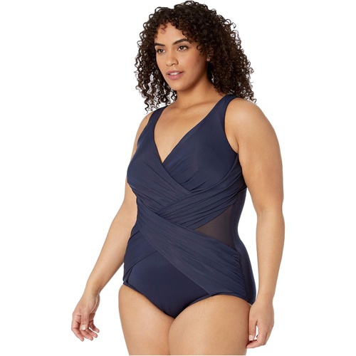  Miraclesuit Plus Size Solid Crossover One-Piece