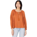 Miss Me Embroidered Sleeve Woven Top