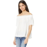 Miss Me Off Shoulder Lace Inset Woven Top