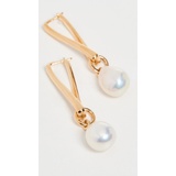 Missoma Gold Pirouette White Pearl Hoop Earrings