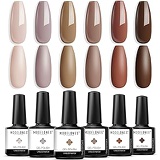 Modelones Gel Polish Set - Brown Series Polish Grey Coffee Dark Brown Gel Nail Polish Soak Off UV LED Varnish Nail Art Manicure Salon Collection for Beginner DIY at Home 0.33 OZ 6P