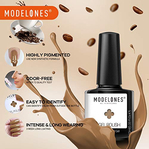  Modelones Gel Polish Set - Brown Series Polish Grey Coffee Dark Brown Gel Nail Polish Soak Off UV LED Varnish Nail Art Manicure Salon Collection for Beginner DIY at Home 0.33 OZ 6P