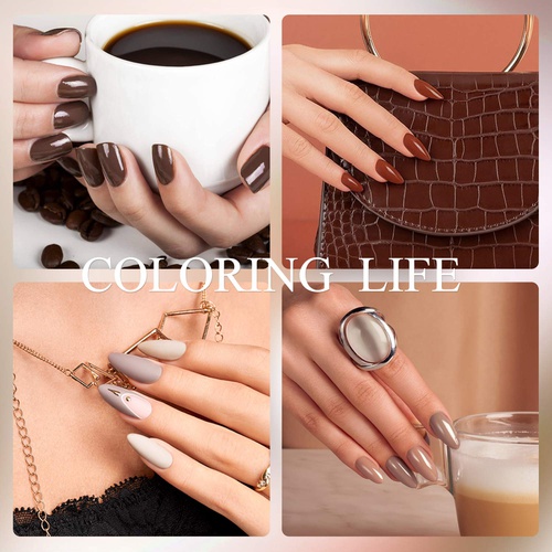  Modelones Gel Polish Set - Brown Series Polish Grey Coffee Dark Brown Gel Nail Polish Soak Off UV LED Varnish Nail Art Manicure Salon Collection for Beginner DIY at Home 0.33 OZ 6P