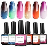 Modelones Mood Gel Nail Polish Set- Colors Collection Temperature Color Changing Gel Long-Lasting Glitter Nail Varnish Long Lasting Soak Off U V LED Lamp Manicure for Nail Art 6 Pc