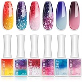 Gel Nail Polish Holiday Mood Temperature Color Changing Gel Polish Soak Off Hot and Cold Ombre Nail Polish with Beauty Gift Set 6 Pcs Colors 10 ML by Modelones