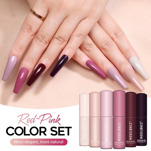  Gel Nail Polish Kit with U V Light Starter Kit, 6x10ML Colors Soak Off Gel Nail Polish, 10ML Base and Top Coat, Manicure Gel Nail Kit for Beginner, Shellac Nail Kit by Modelones