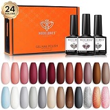 24 Pcs Gel Nail Polish Kit, Fall Winter Glitter Purple Grey Brown Gel Polish Gel Nail Kit Collection for Nail Art Manicure Salon By Modelones Christmas Gifts