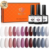 Gel Nail Polish 12 PCS Colors Fall Winter Holiday 7ml Gel Polish Set Soak Off Gel Nail Kit Glitter Nail Gel Polish Starter Kit Nail Art Beauty Gifts Set by Modelones