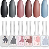 Gel Nail Polish Gray Brown Gel Polish 6 Pcs Colors 10ML Gel Polish Set Soak Off Nail Gel Polish Use Salon with Beauty Gift Set Box by Modelones