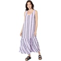 Mod-o-doc Vertical Stripe Gauze Tank Dress with Ruffle Hem