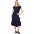 Mod-o-doc Organic Jersey Cap Sleeve Shirred Boatneck Dress