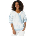 Mod-o-doc Tie-Dye Cotton Sweater Long Sleeve V-Neck Top