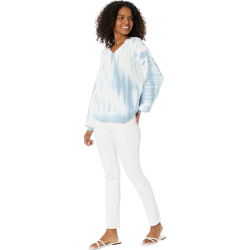  Mod-o-doc Tie-Dye Cotton Sweater Long Sleeve V-Neck Top