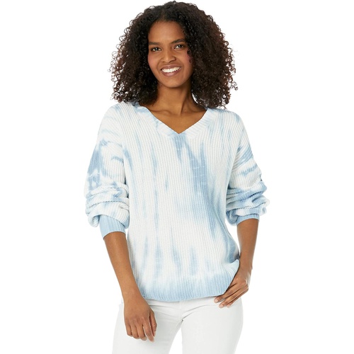  Mod-o-doc Tie-Dye Cotton Sweater Long Sleeve V-Neck Top