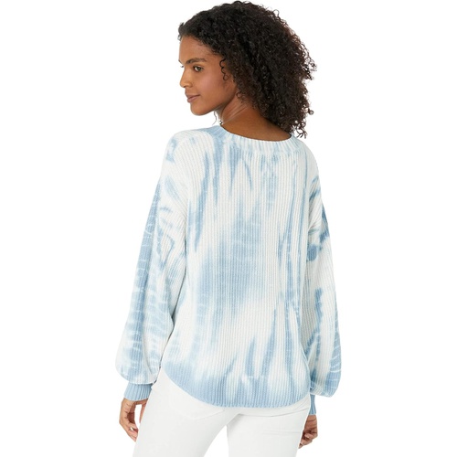  Mod-o-doc Tie-Dye Cotton Sweater Long Sleeve V-Neck Top