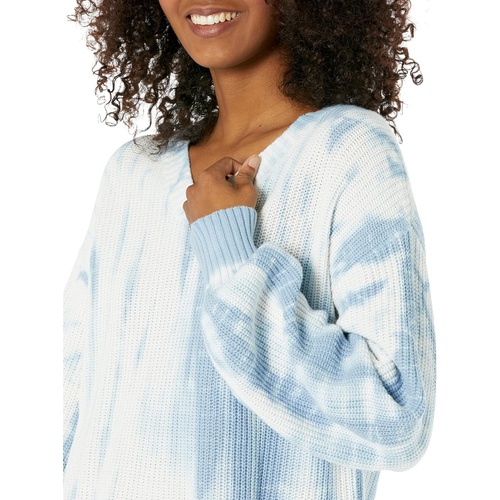  Mod-o-doc Tie-Dye Cotton Sweater Long Sleeve V-Neck Top