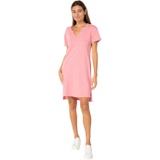 Mod-o-doc Slub Jersey Short Sleeve Split-Neck Dress